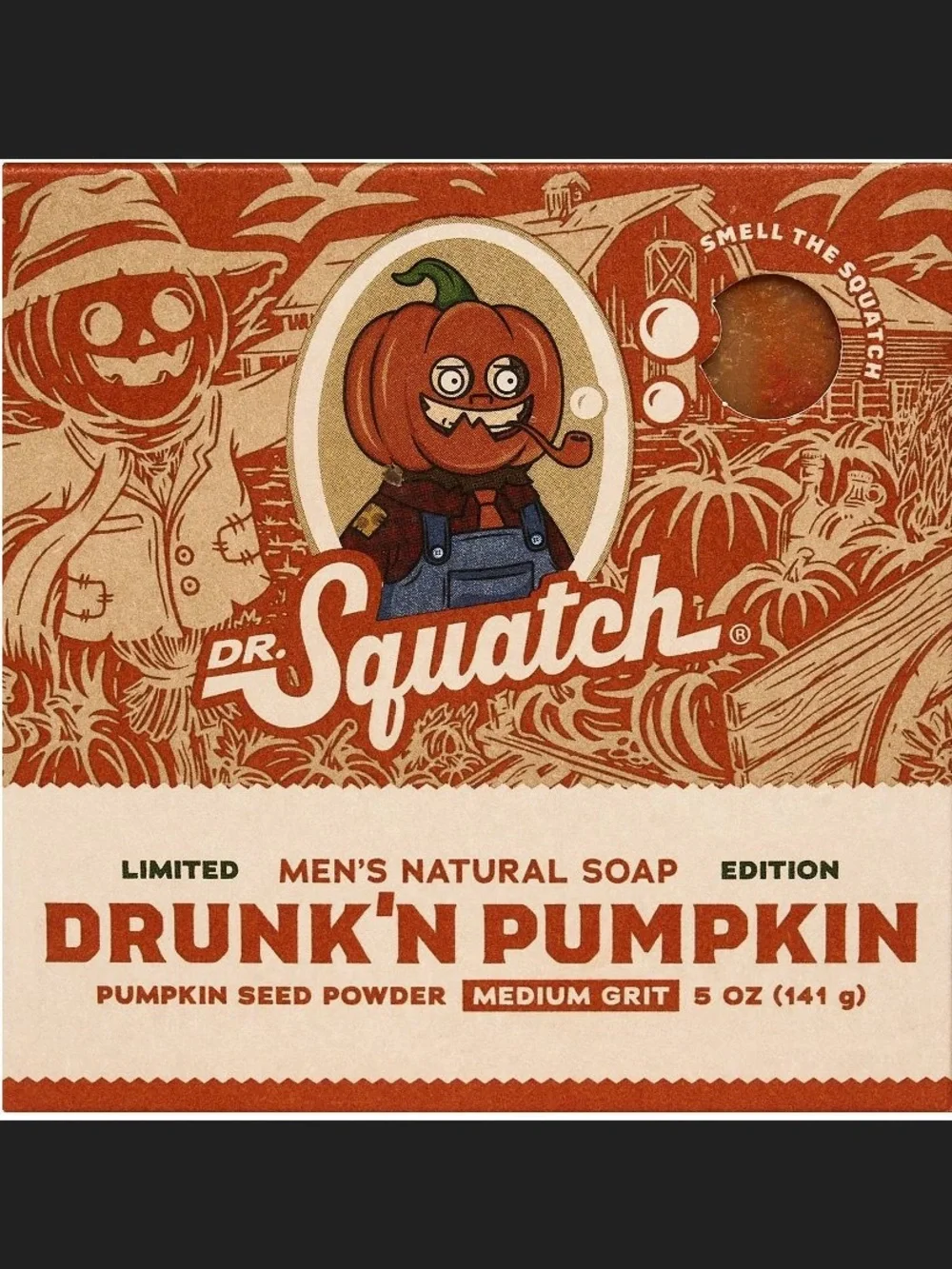 Dr Squatch Drunk'n Pumpkin Soap Bar Limited Edition Halloween Mens Medium Grit